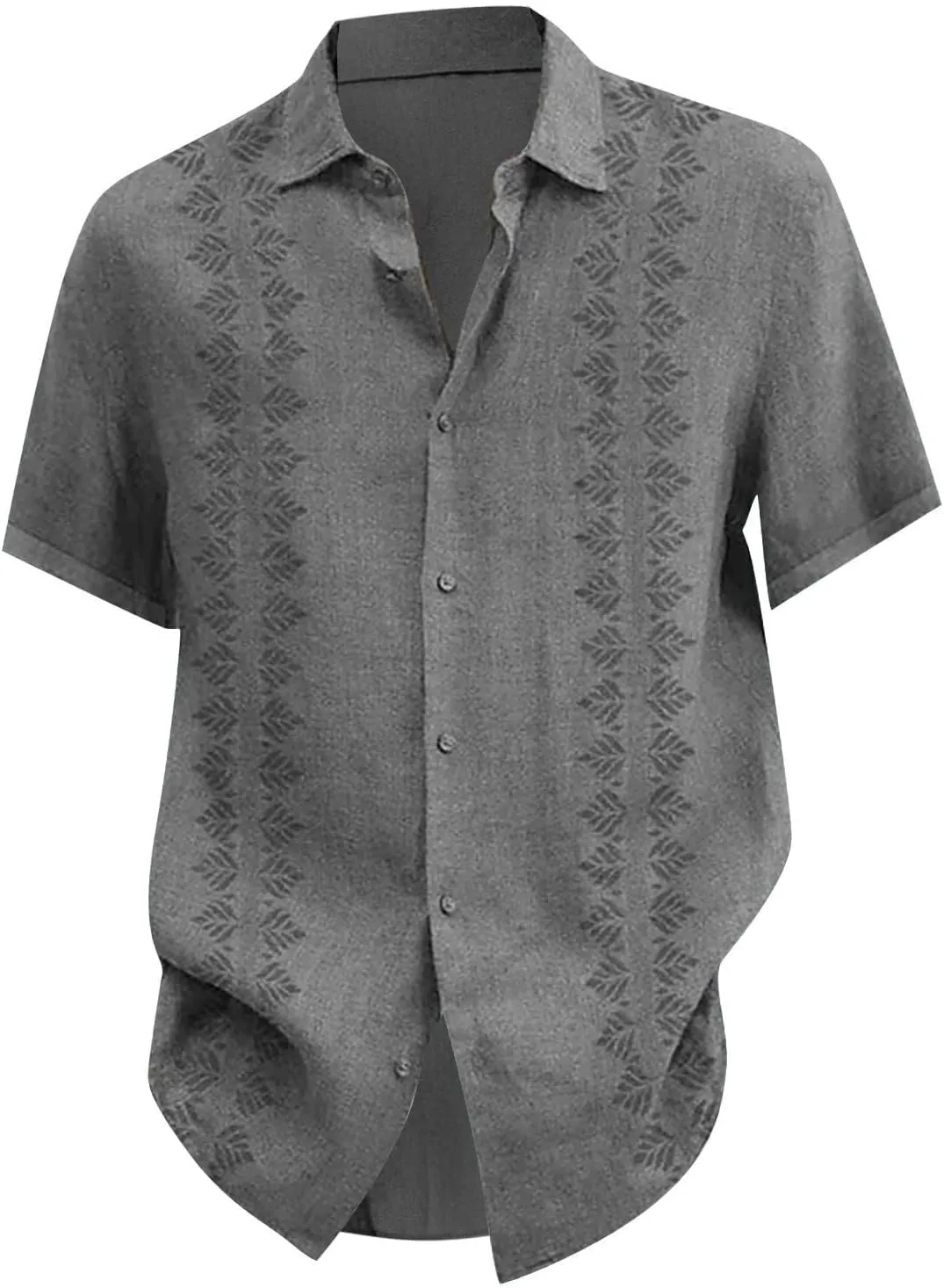 Men's Cuban Guayabera Shirts Casual Button Down Short Sleeve Loose Fit Big and Tall Dress Shirts Summer Casual