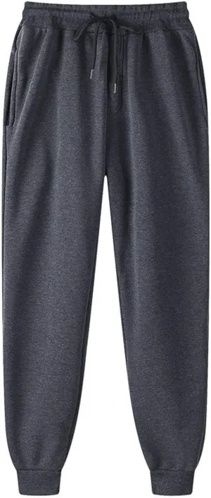 Mens Drawstring Jogging Sweatpants Fleece Active Athletic Lounge Pants with Cinched Cuffs Winter Workout Jogger Pants