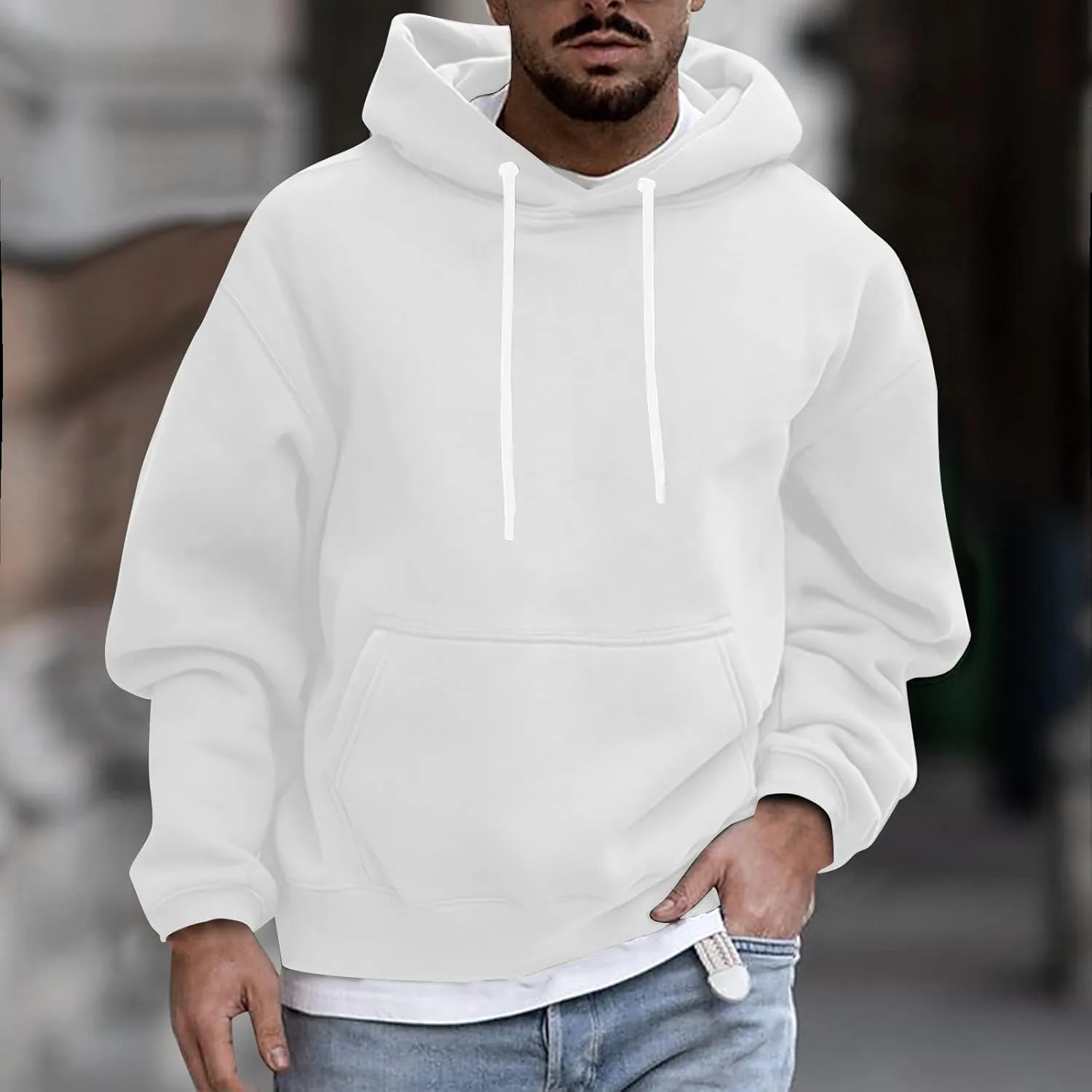 Men's Fall Clothes Hoodies Pullover Long Sleeve Unisex Hooded Sweatshirts Solid Color Block Hoodies, S-3XL