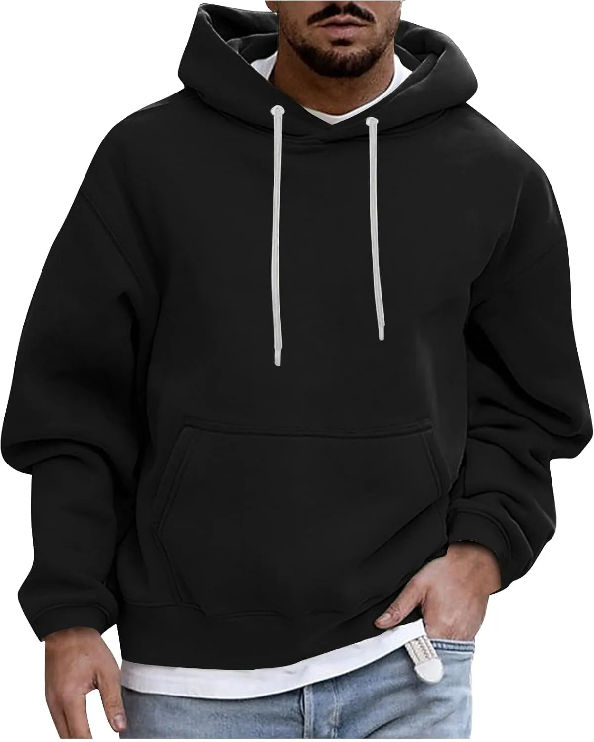 Men's Fall Clothes Hoodies Pullover Long Sleeve Unisex Hooded Sweatshirts Solid Color Block Hoodies, S-3XL