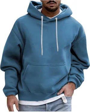 Men's Fall Clothes Hoodies Pullover Long Sleeve Unisex Hooded Sweatshirts Solid Color Block Hoodies, S-3XL