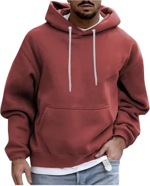 Men's Fall Clothes Hoodies Pullover Long Sleeve Unisex Hooded Sweatshirts Solid Color Block Hoodies, S-3XL
