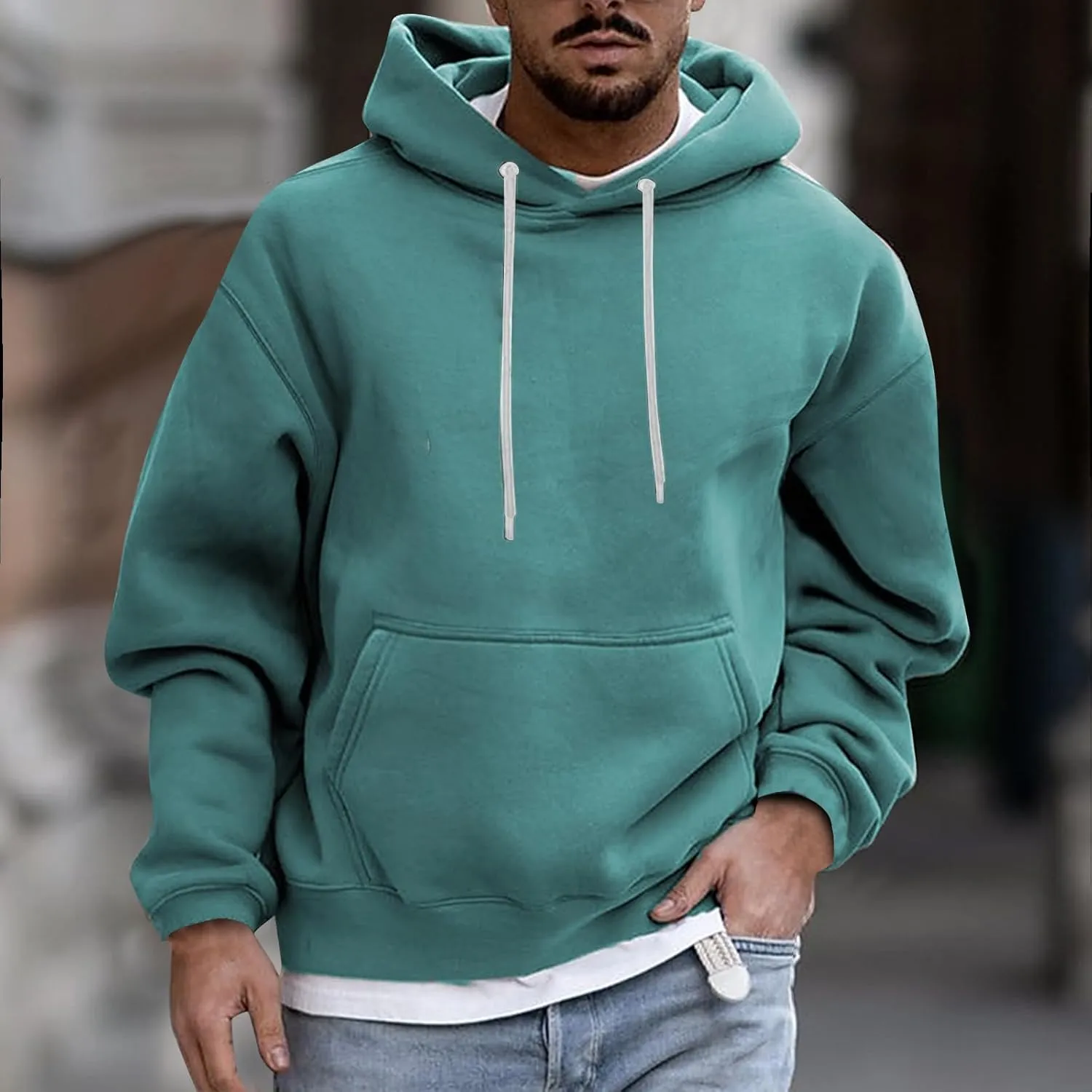 Men's Fall Clothes Hoodies Pullover Long Sleeve Unisex Hooded Sweatshirts Solid Color Block Hoodies, S-3XL
