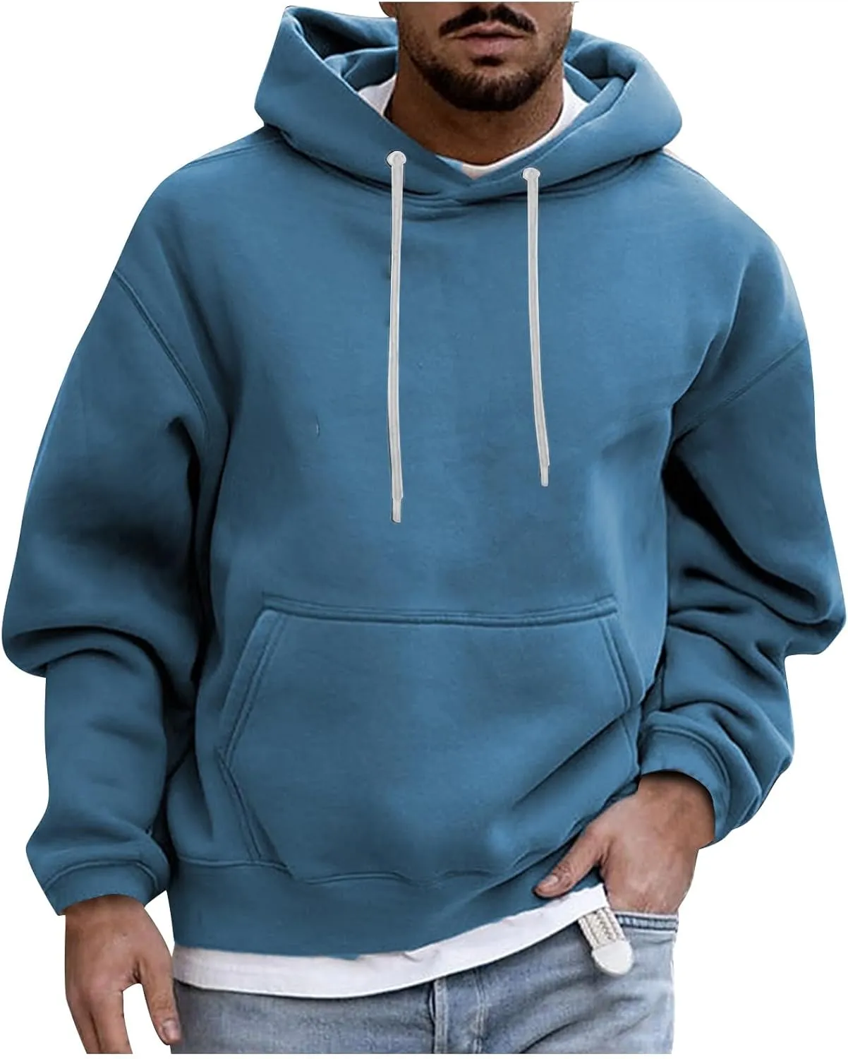 Men's Fall Clothes Hoodies Pullover Long Sleeve Unisex Hooded Sweatshirts Solid Color Block Hoodies, S-3XL