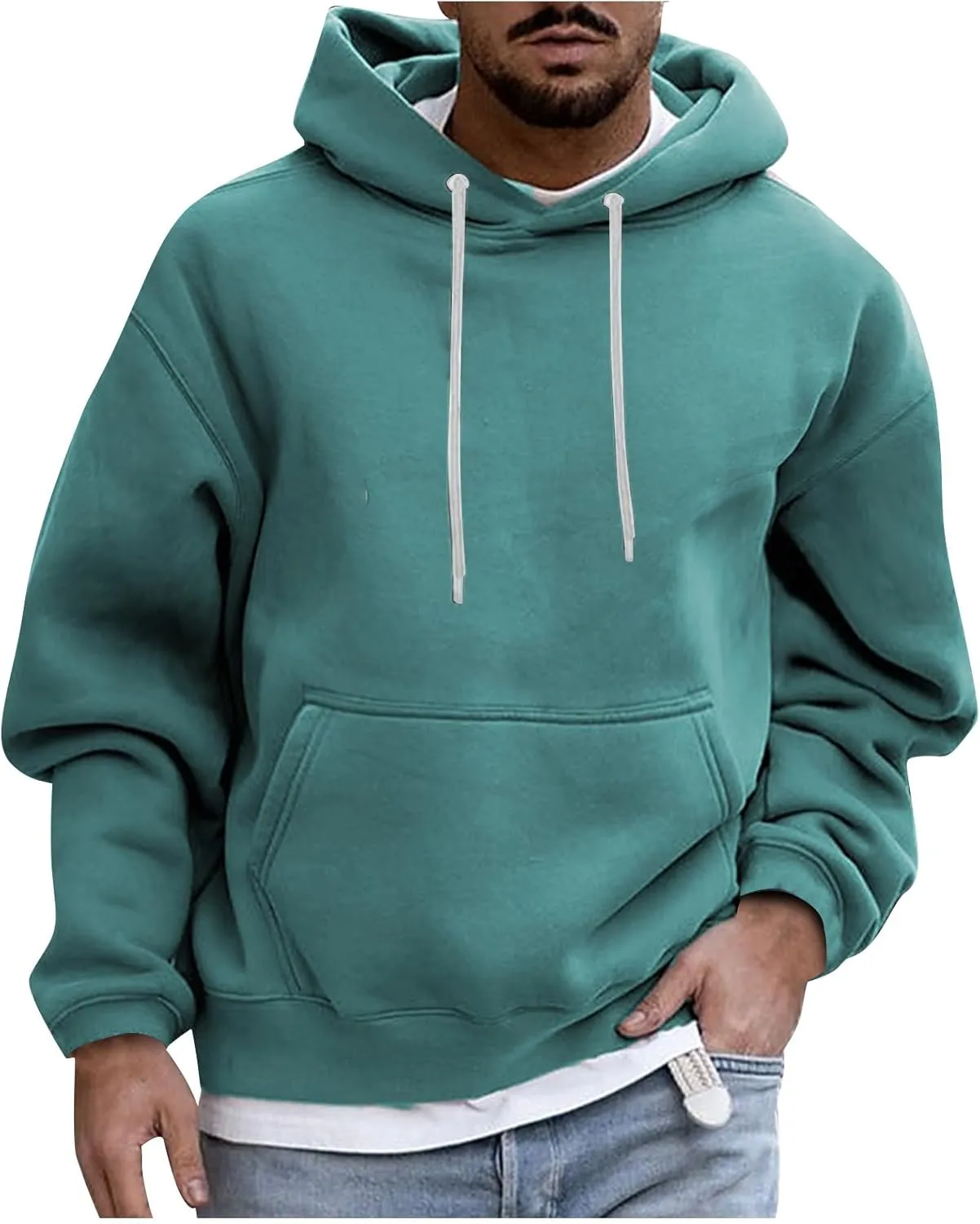 Men's Fall Clothes Hoodies Pullover Long Sleeve Unisex Hooded Sweatshirts Solid Color Block Hoodies, S-3XL