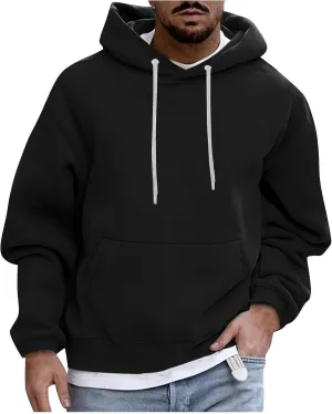 Men's Fall Clothes Hoodies Pullover Long Sleeve Unisex Hooded Sweatshirts Solid Color Block Hoodies, S-3XL