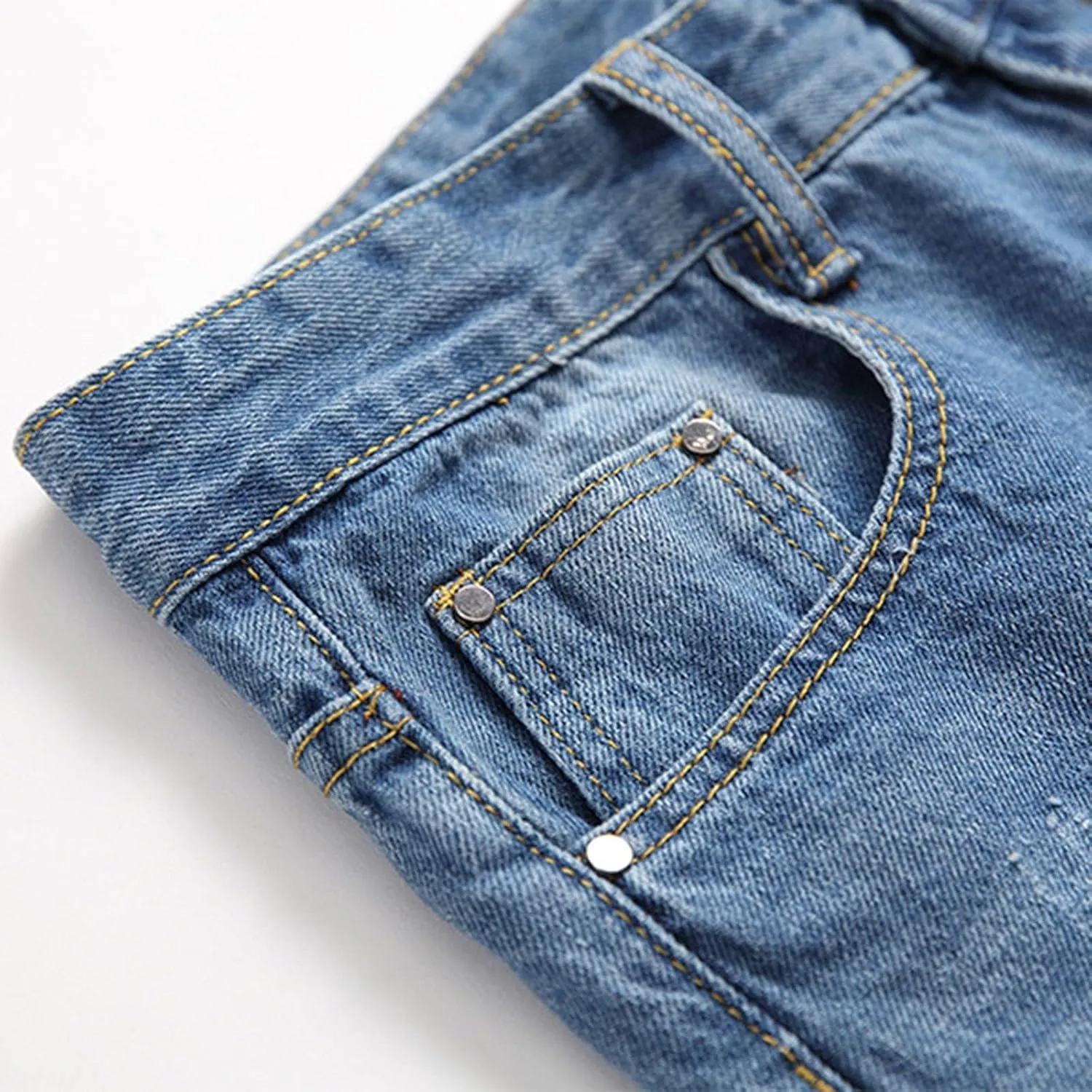 Men's Fashion Brand High Street Buckle Zipper Denim Long Pants Trousers Mens Jean Mens Fitted Jeans Jean
