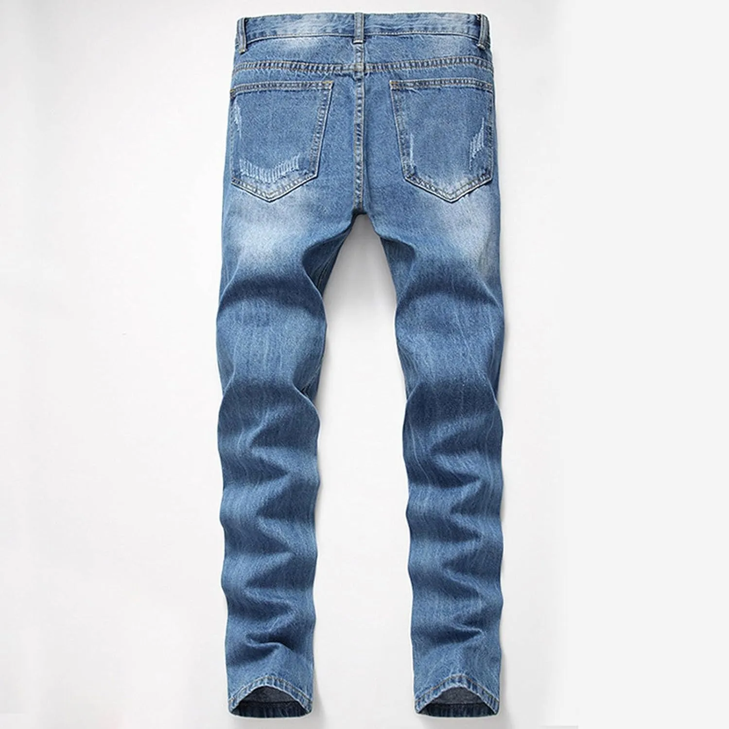 Men's Fashion Brand High Street Buckle Zipper Denim Long Pants Trousers Mens Jean Mens Fitted Jeans Jean