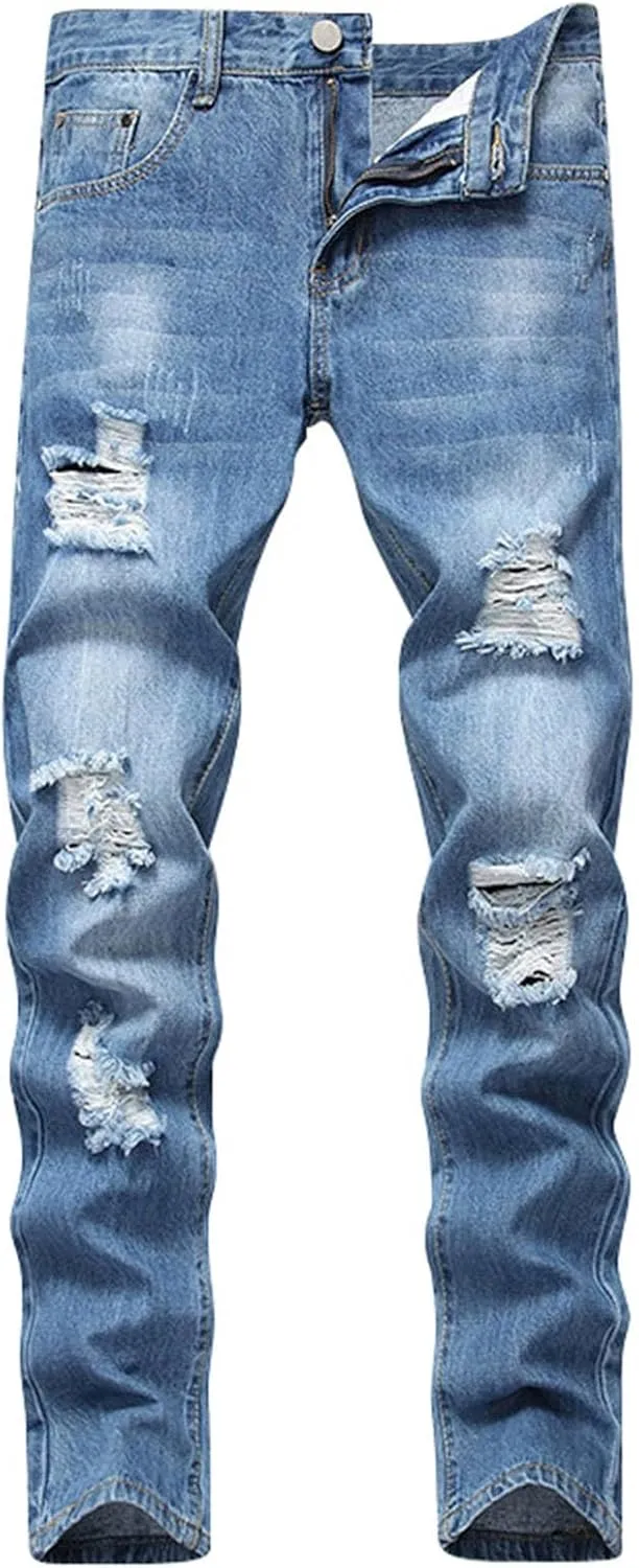 Men's Fashion Brand High Street Buckle Zipper Denim Long Pants Trousers Mens Jean Mens Fitted Jeans Jean