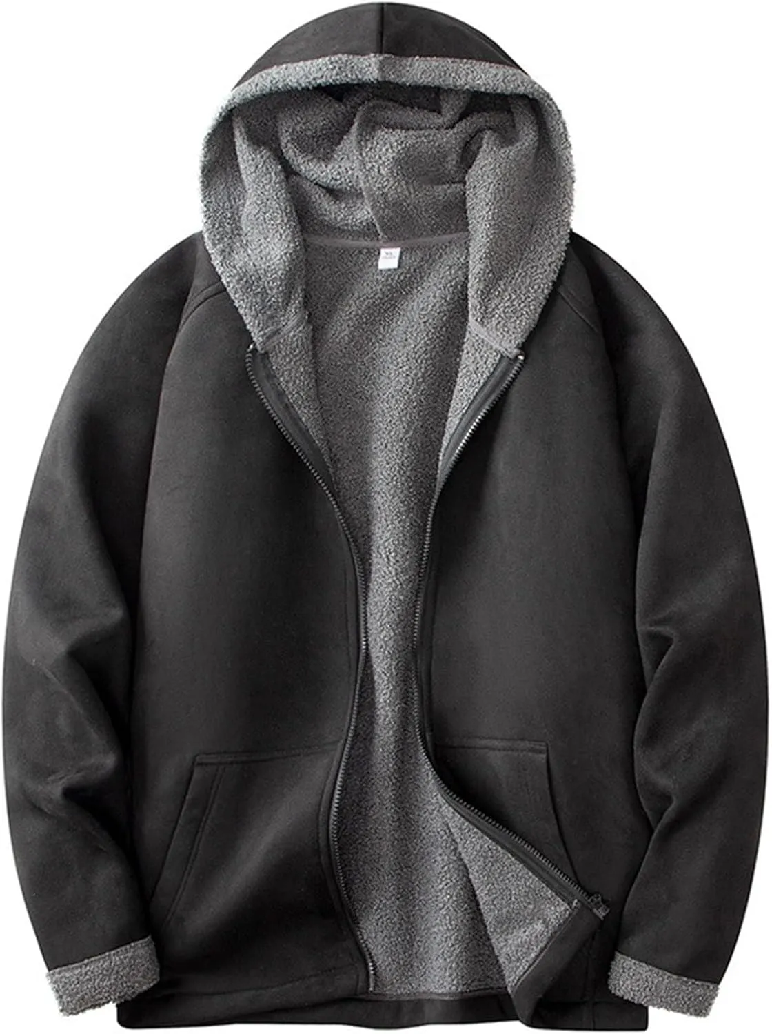Men's Fleece Heavyweight Full Zip Hoodies Thicken Sherpa Lined Sweatshirt Slim Fit Winter Warm Hooded Jackets Outwear