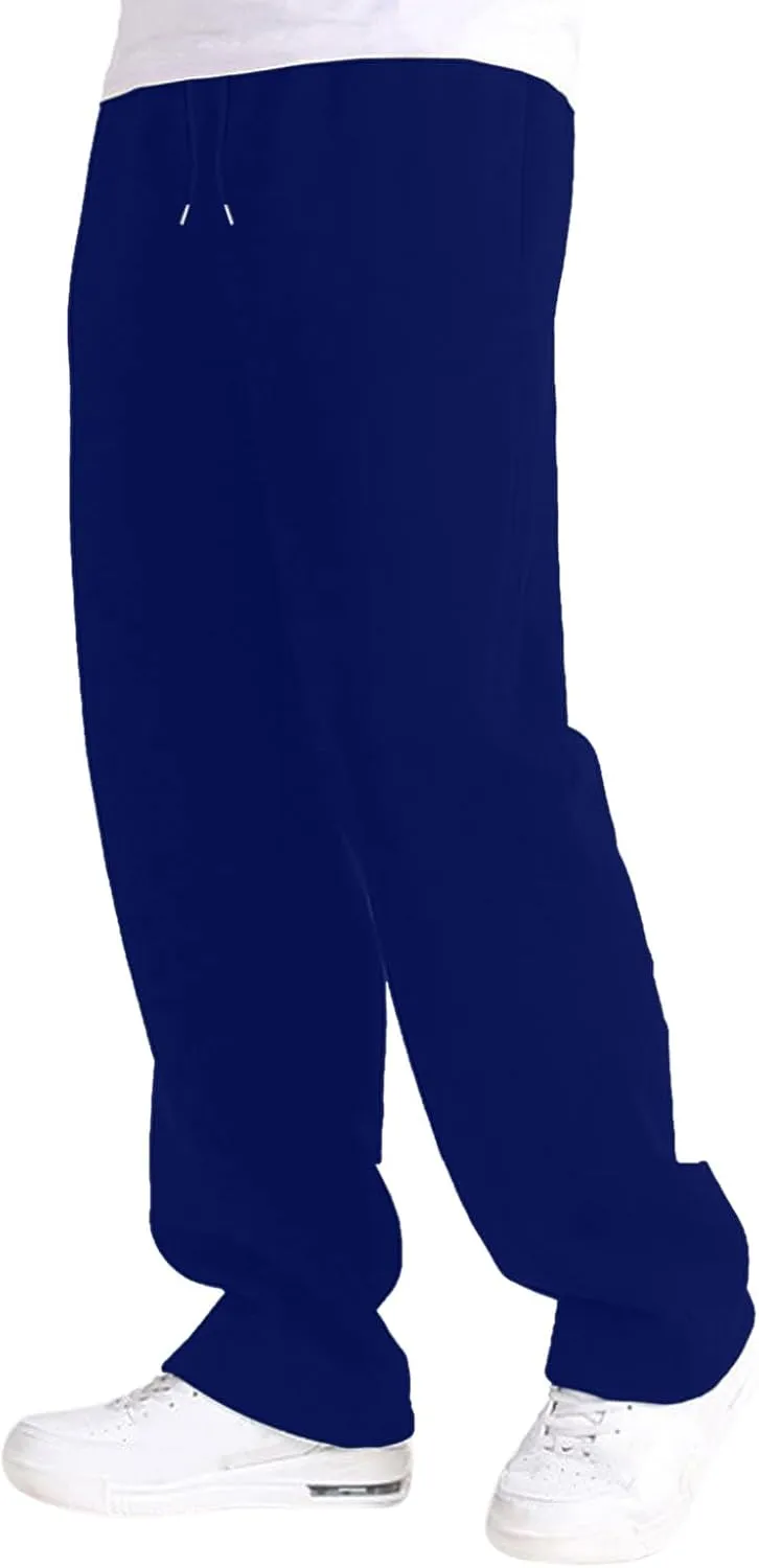 Mens Fleece Lined Joggers Pants Wide Leg Sweatpants Baggy Workout Pants Elastic Waist Cargo Pants Warm Running Pants