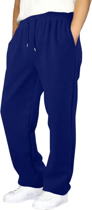Mens Fleece Lined Joggers Pants Wide Leg Sweatpants Baggy Workout Pants Elastic Waist Cargo Pants Warm Running Pants