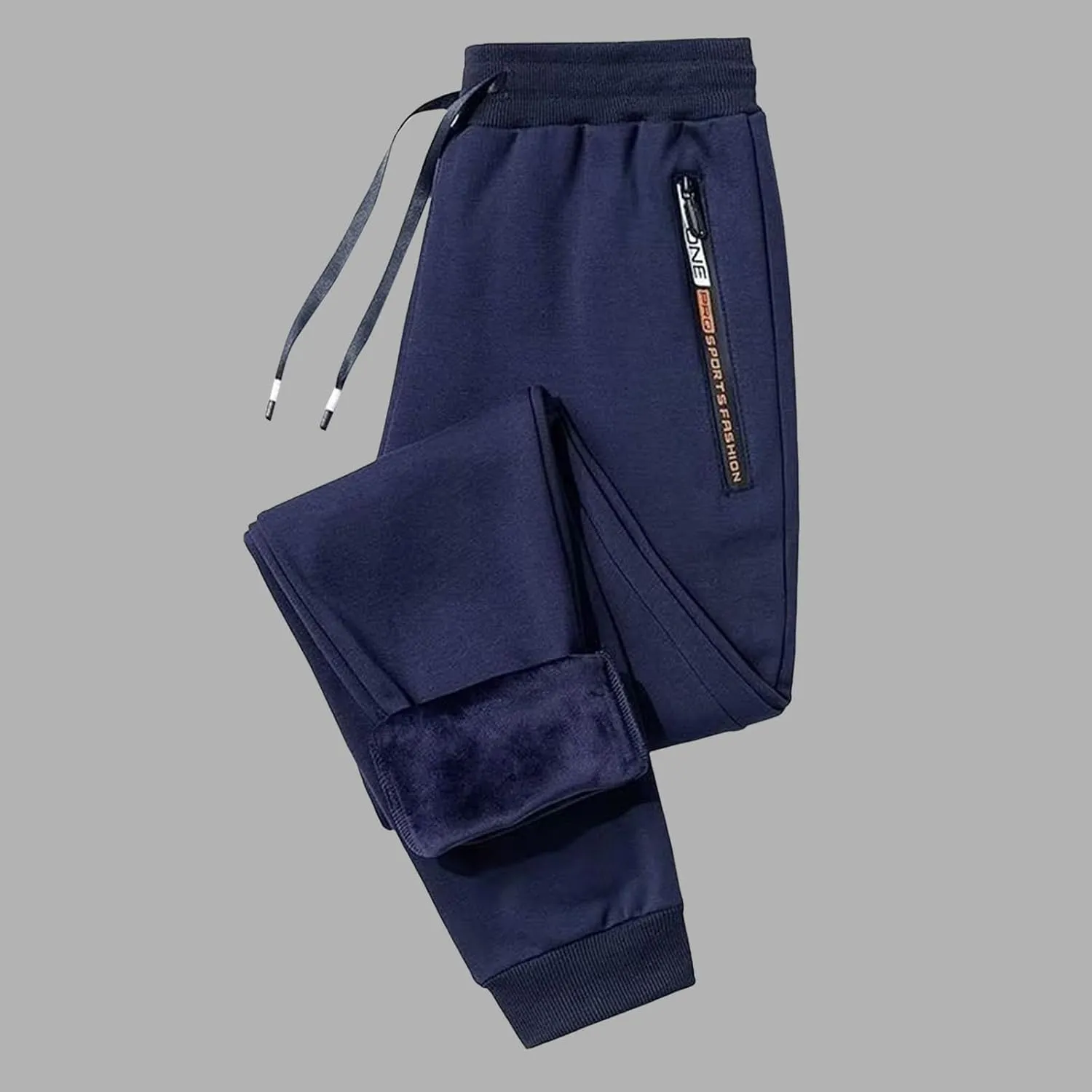 Mens Fleece Lined Pants, Mens Winter Warm Fleece Pants Sherpa Lined Sweatpants with Pockets Stretch Gym Running Pants