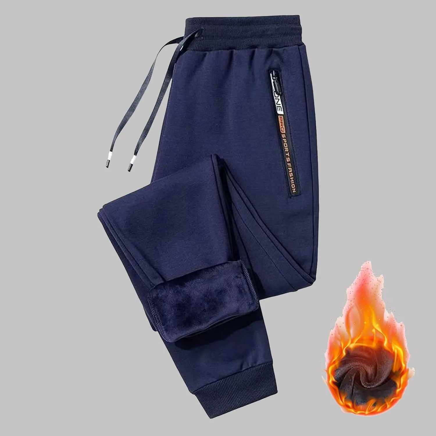 Mens Fleece Lined Pants, Mens Winter Warm Fleece Pants Sherpa Lined Sweatpants with Pockets Stretch Gym Running Pants