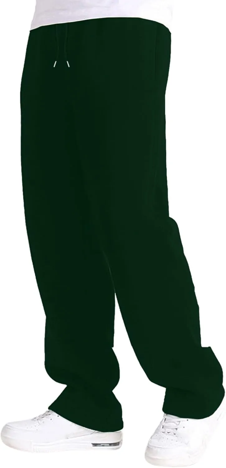 Mens Fleece Lined Sweatpants Baggy Joggers Pants Wide Leg Workout Pants Elastic Waist Cargo Sweatpants Casual Bottoms