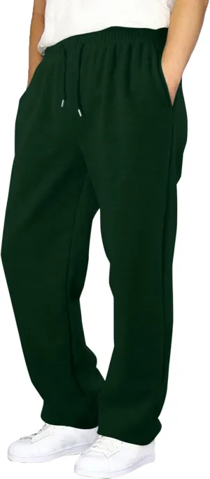Mens Fleece Lined Sweatpants Baggy Joggers Pants Wide Leg Workout Pants Elastic Waist Cargo Sweatpants Casual Bottoms