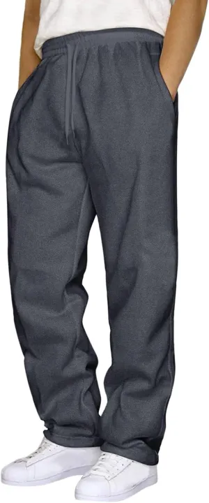 Men's Heavyweight Cargo Sweatpants Casual Loose Drawstring Fleece Trousers Mens Joggers with Pockets Black Joggers for Men Work Pants for Men Clearance Mens Golf Pants