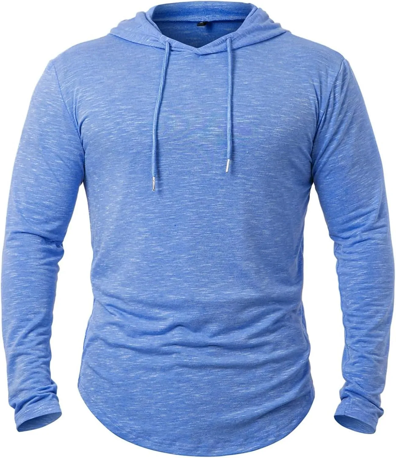 Mens Hooded T Shirts Long Sleeve Moisture Wicking Sports Tops Workout Crew Neck Classic Plain High Performance Shirt