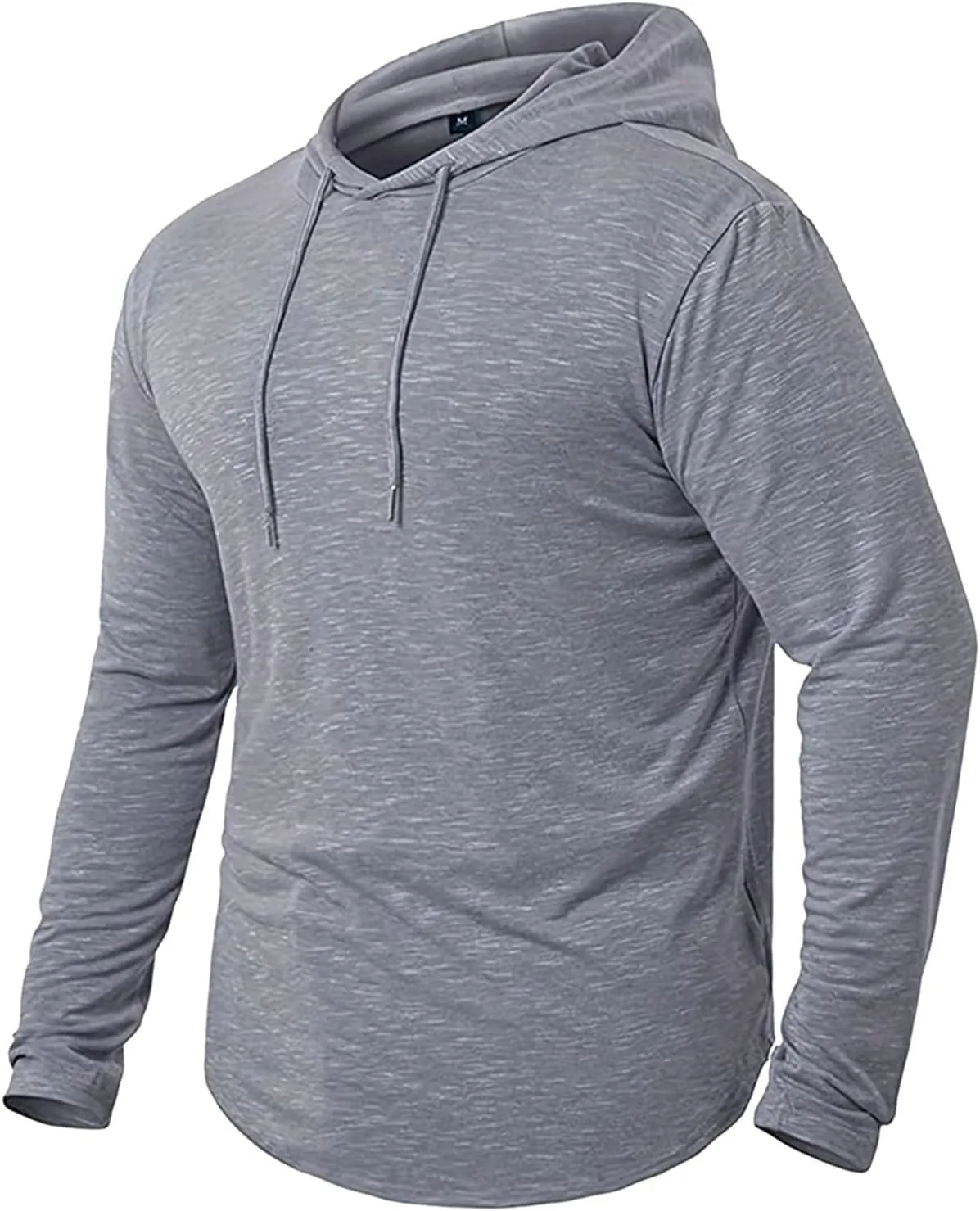 Mens Hooded T Shirts Long Sleeve Moisture Wicking Sports Tops Workout Crew Neck Classic Plain High Performance Shirt