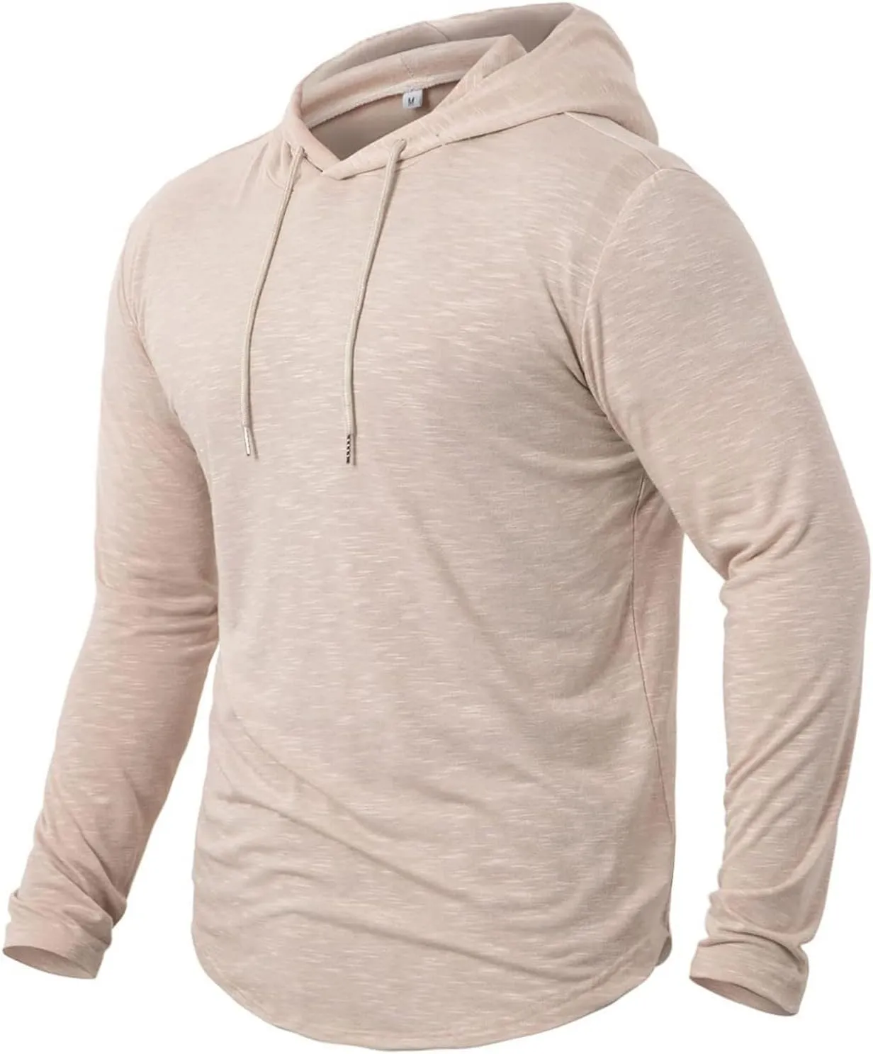 Mens Hooded T Shirts Long Sleeve Moisture Wicking Sports Tops Workout Crew Neck Classic Plain High Performance Shirt