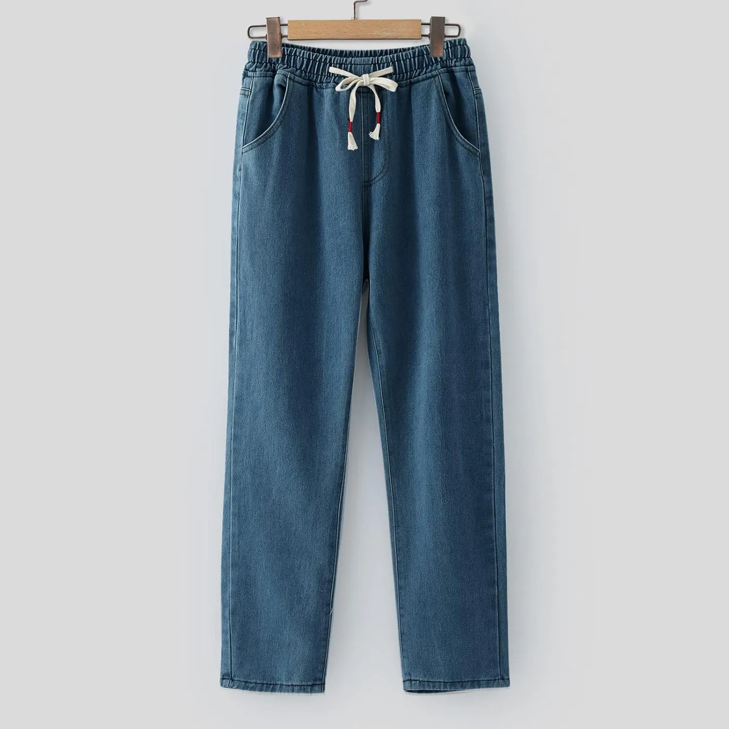 Mens Jeans Pants Stretch Denim Straight Leg Relaxed Fit Jeans for Men Flat Front Hidden Comfort Waistband Pant Jeans