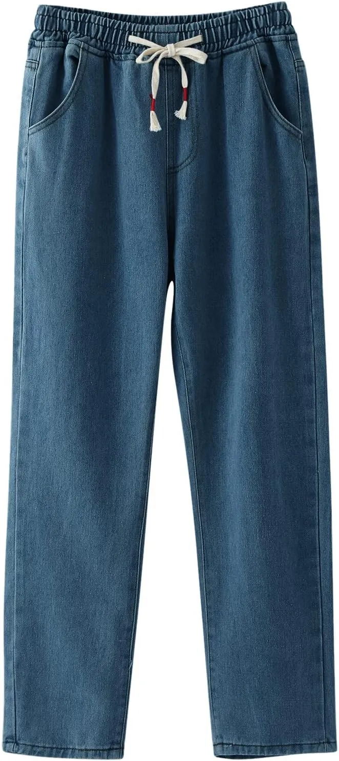 Mens Jeans Pants Stretch Denim Straight Leg Relaxed Fit Jeans for Men Flat Front Hidden Comfort Waistband Pant Jeans