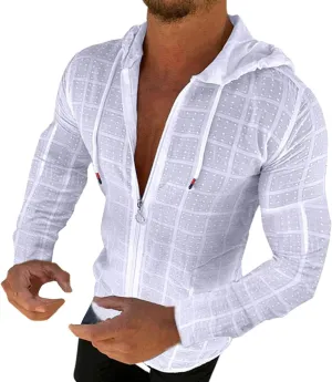 Mens Lightweight Summer Shirts Hooded Sweatshirts Zip Up Solid Spring Casual Long Sleeve Shirt Tops for Men