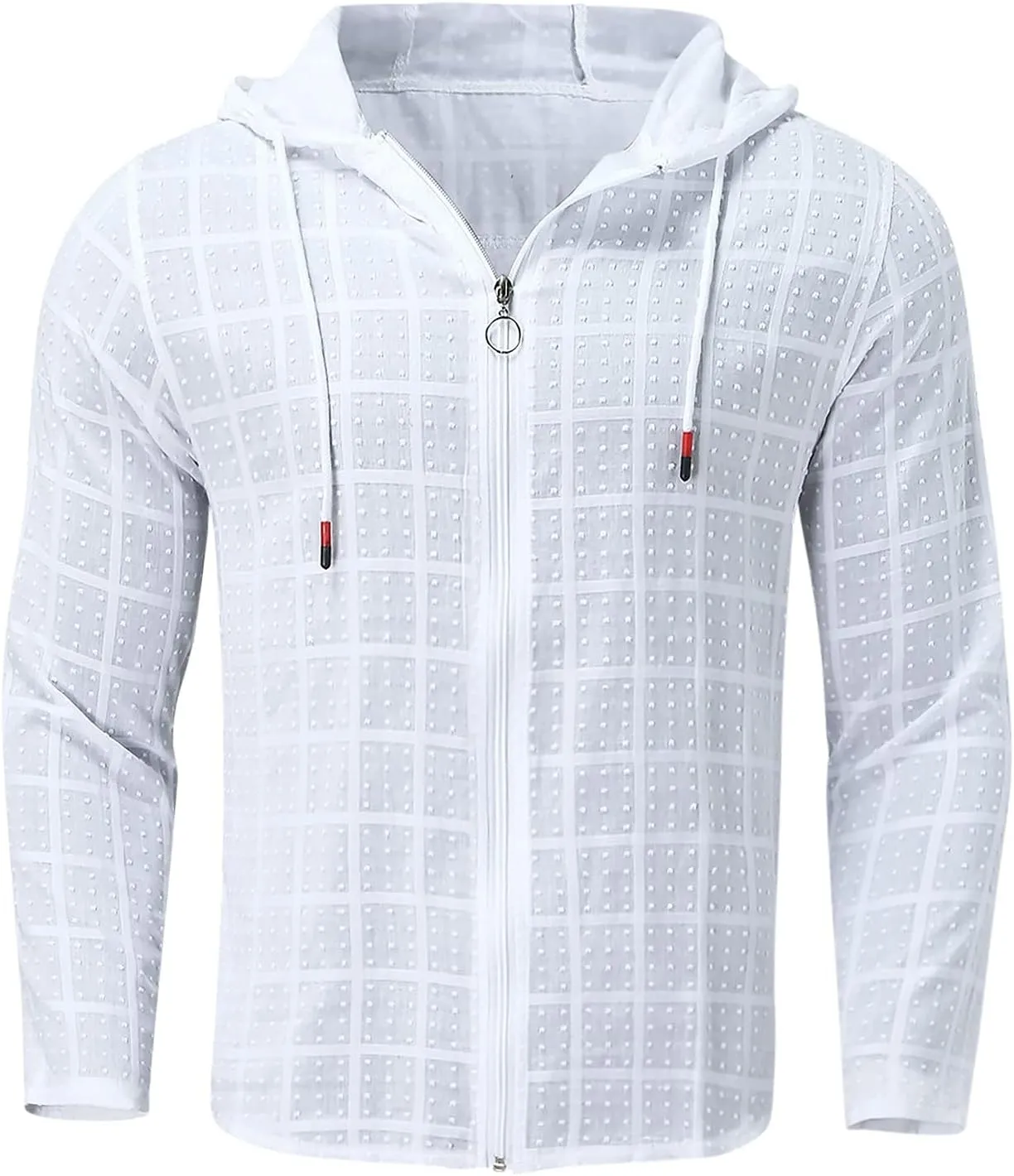 Mens Lightweight Summer Shirts Hooded Sweatshirts Zip Up Solid Spring Casual Long Sleeve Shirt Tops for Men