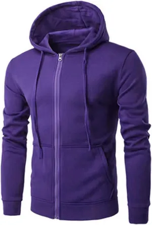 Men's Long Sleeve Full Zip Cardigan Sweater Plain Baggy Hooded Casual Workout Hoodie Classic-Fit Jogger Coats