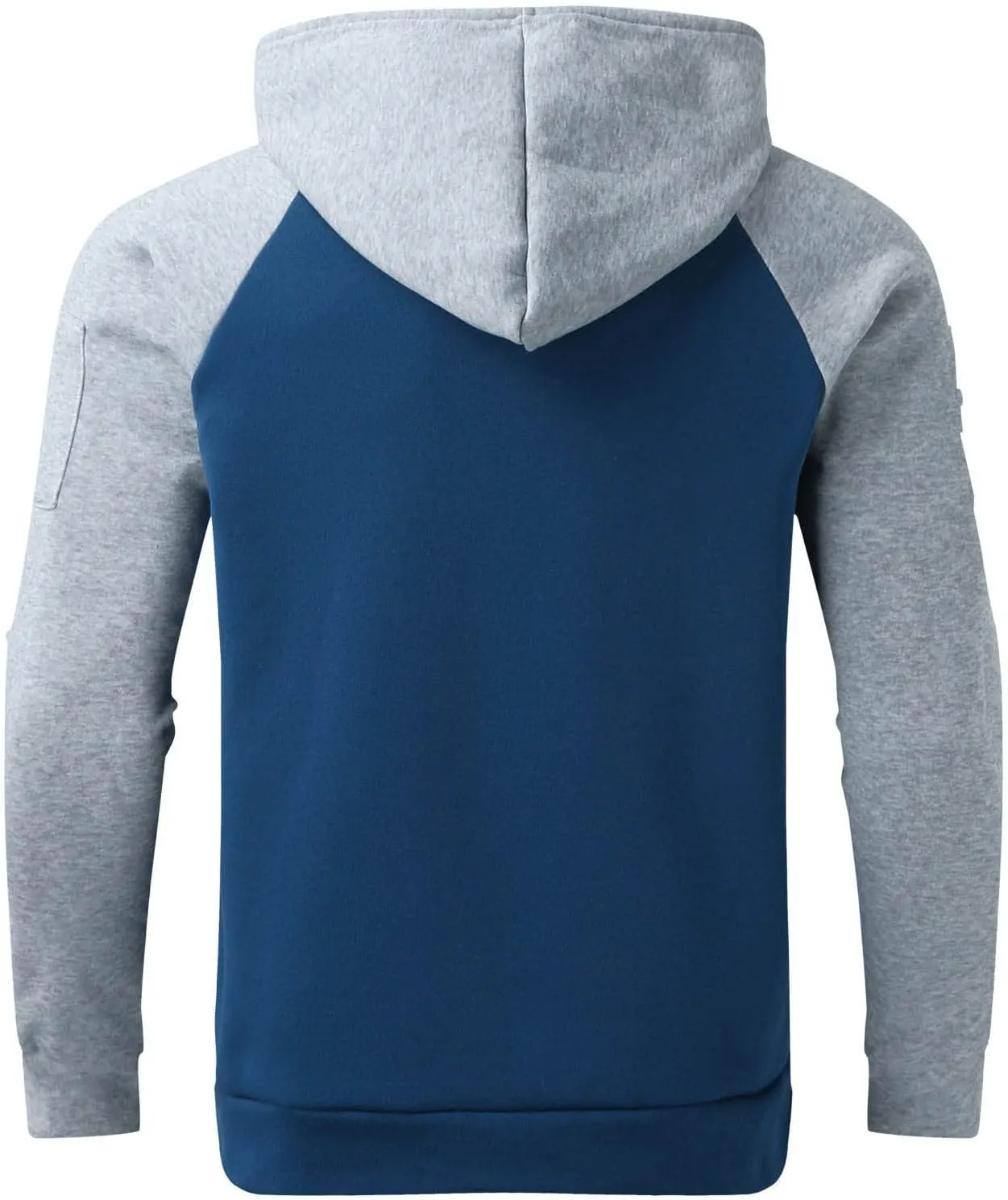 Men's Novelty Color Block Hoodies-Fleece Lined Pullover Tops Zip Side Long Sleeve Casual Sweatshirt with Kanga Pocket