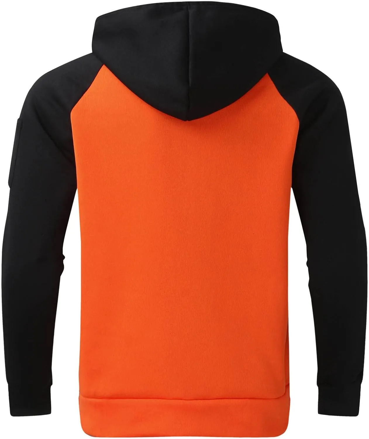 Men's Novelty Color Block Hoodies-Fleece Lined Pullover Tops Zip Side Long Sleeve Casual Sweatshirt with Kanga Pocket
