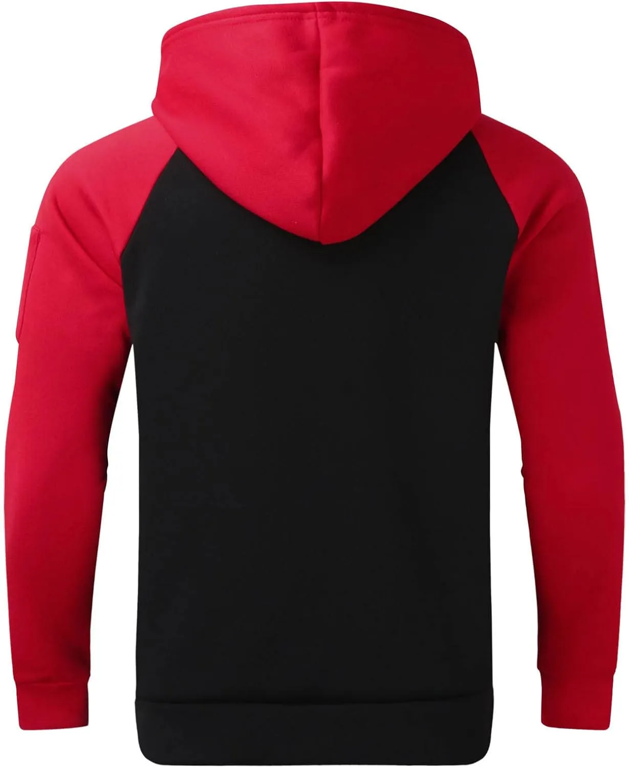 Men's Novelty Color Block Hoodies-Fleece Lined Pullover Tops Zip Side Long Sleeve Casual Sweatshirt with Kanga Pocket