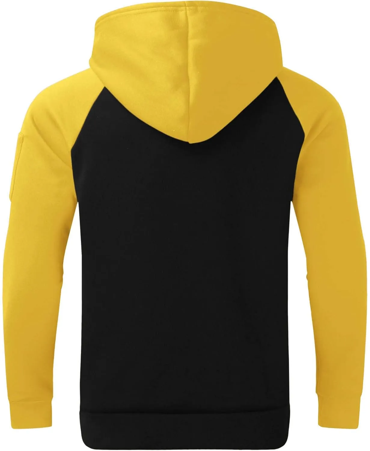 Men's Novelty Color Block Hoodies-Fleece Lined Pullover Tops Zip Side Long Sleeve Casual Sweatshirt with Kanga Pocket