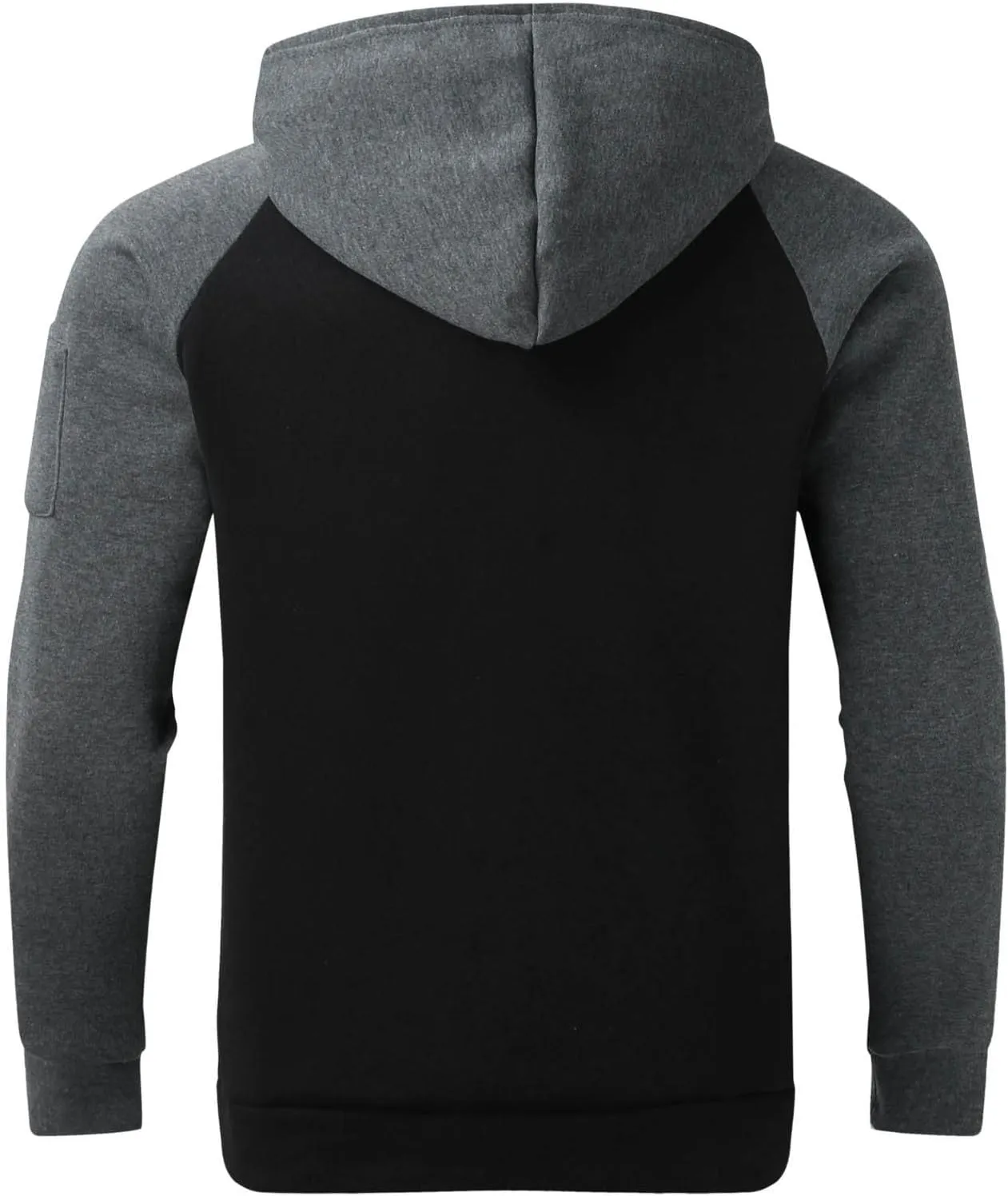 Men's Novelty Color Block Hoodies-Fleece Lined Pullover Tops Zip Side Long Sleeve Casual Sweatshirt with Kanga Pocket
