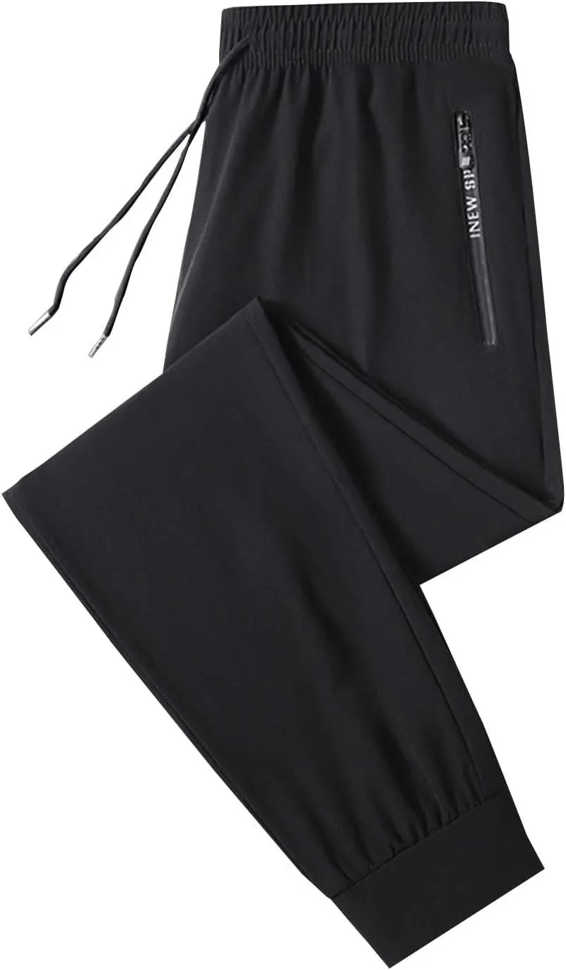 Mens Pants Casual Relaxed Fit Stretch Ice Silk Joggers Unisex Stretch Quick Drying Pants Silm Breathable Sports Pant
