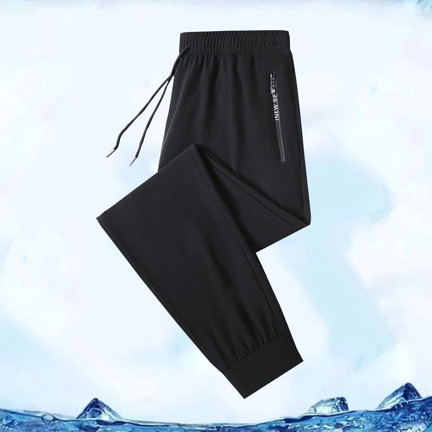 Mens Pants Casual Relaxed Fit Stretch Ice Silk Joggers Unisex Stretch Quick Drying Pants Silm Breathable Sports Pant