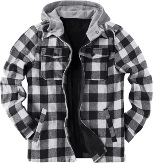 Mens Quilted Lined Shirt Jacket Big and Tall Zip Up Plaid Coat Fuzzy Polar Fleece Tops Thermal Lined Warm Coated Jackets