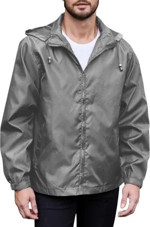 Men's Rain Jacket Running Golf Jackets Waterproof Breathable Raincoat with Hood Lightweight Windbreaker Hiking Jacket