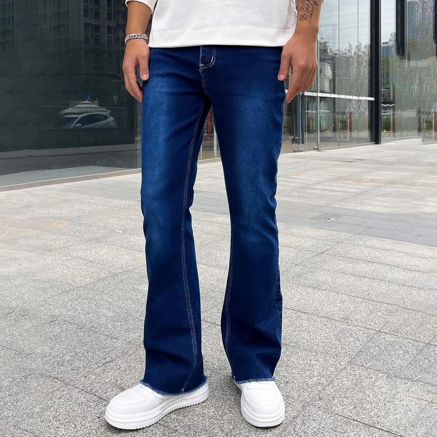 Men's Regular Fit Baggy Hip Hop Star Pants Denim Loose Goth Fashion Streetwear Jeans for Man Mend Jeans Straight Fit