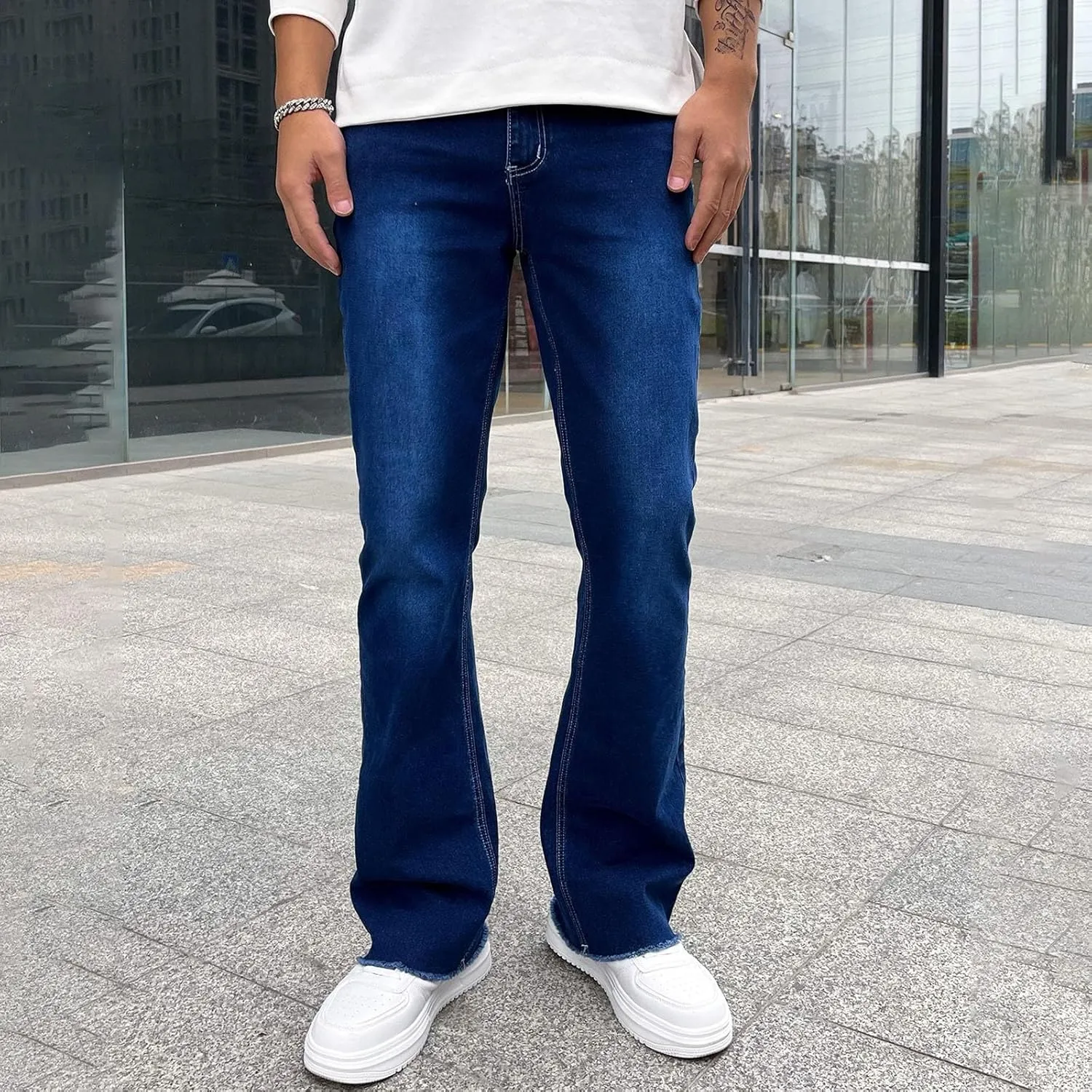 Men's Regular Fit Baggy Hip Hop Star Pants Denim Loose Goth Fashion Streetwear Jeans for Man Mend Jeans Straight Fit