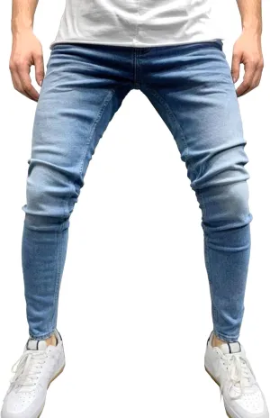Men's Ripped Jeans Distressed Patchwork Denim Pants Stacked Stretchy Straight Leg Fit