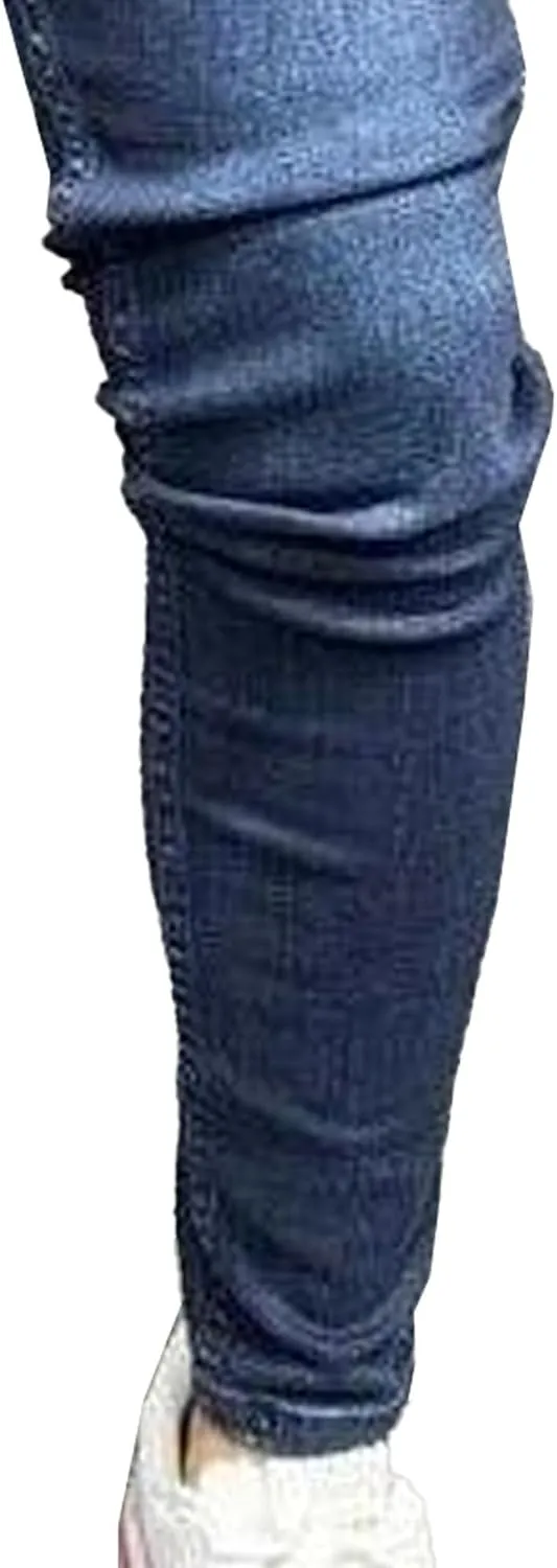 Men's Ripped Jeans Distressed Patchwork Denim Pants Stacked Stretchy Straight Leg Fit