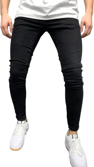 Men's Ripped Jeans Distressed Patchwork Denim Pants Stacked Stretchy Straight Leg Fit