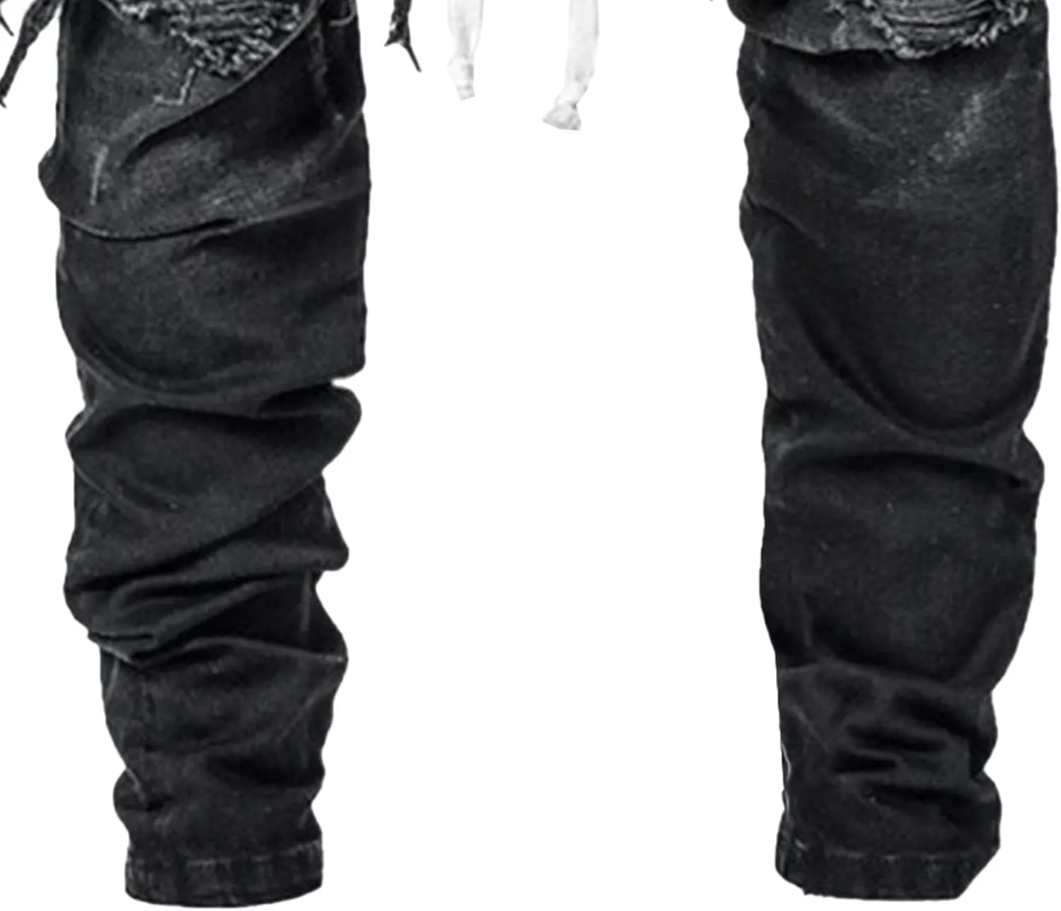 Men's Ripped Jeans Distressed Patchwork Denim Pants Stacked Stretchy Straight Leg Fit