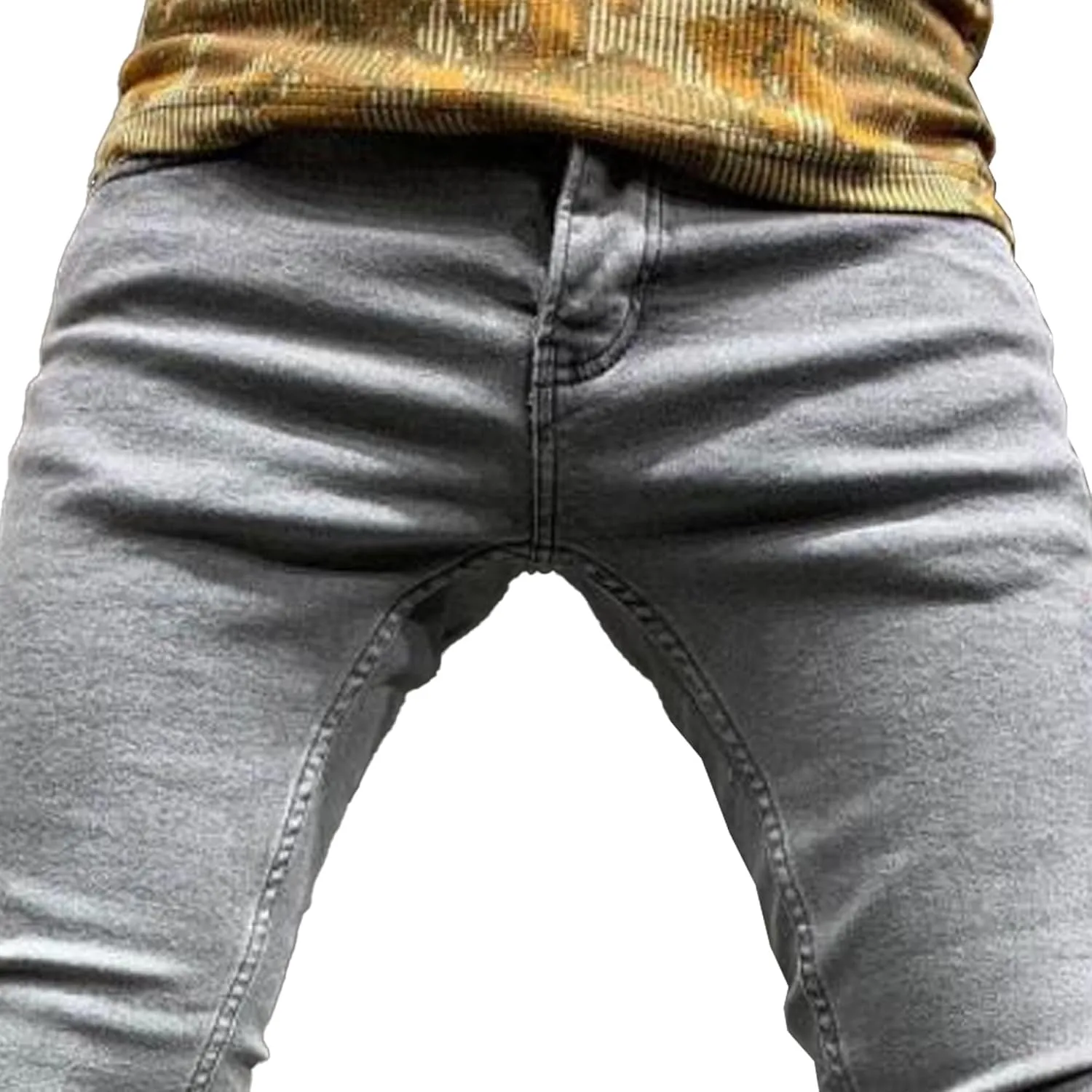 Men's Ripped Jeans Distressed Patchwork Denim Pants Stacked Stretchy Straight Leg Fit
