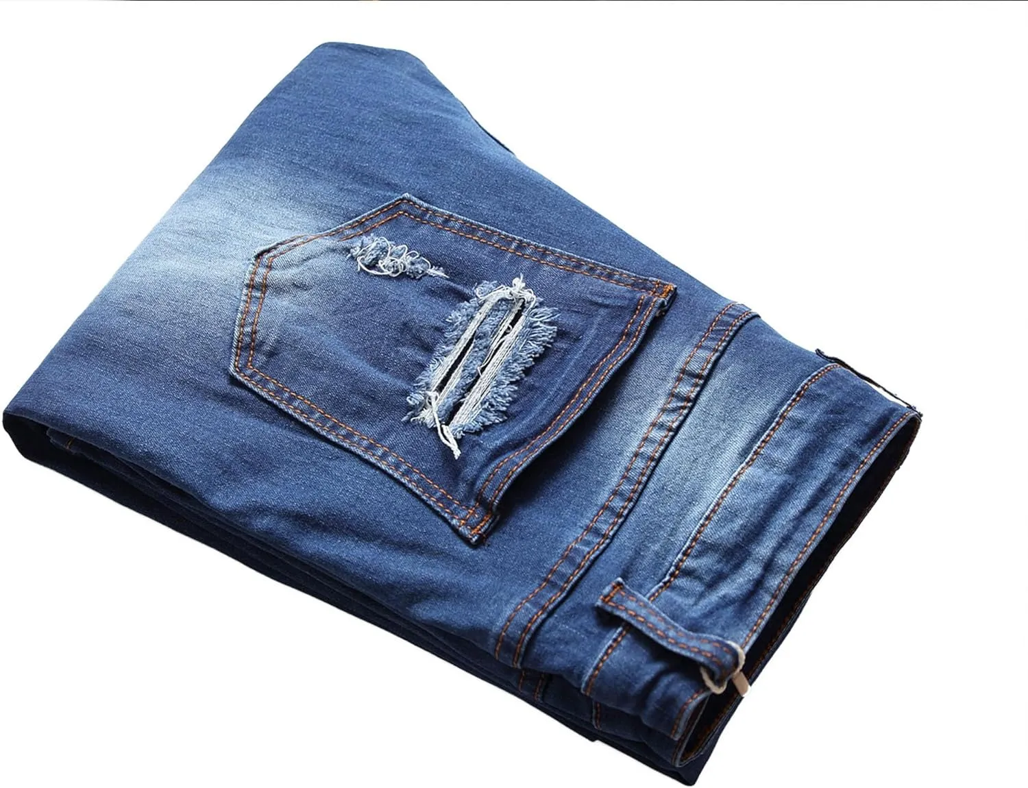 Mens Ripped Skinny Stretch Jeans Vintage Washed Straight Leg Denim Pants Slim Fit Destroyed Jean Trousers