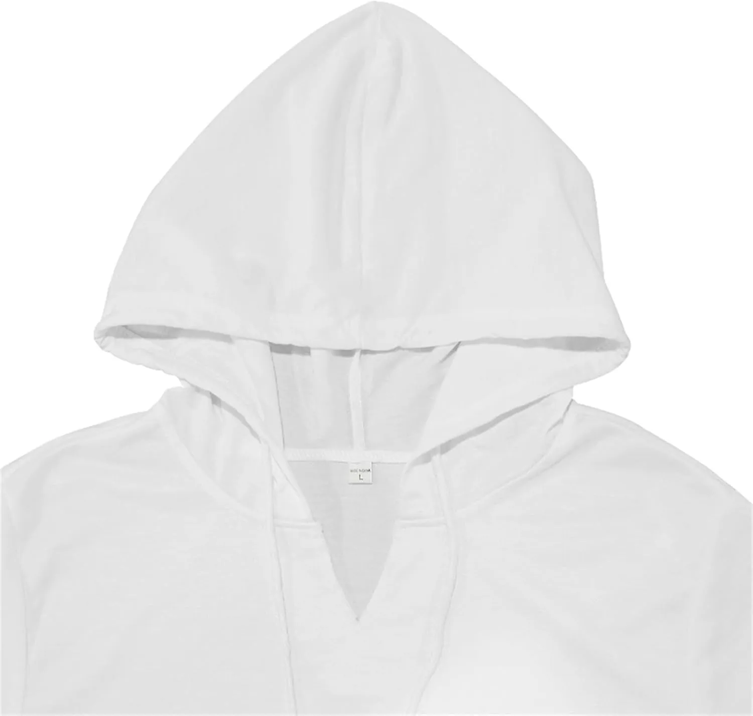 Men's Short Sleeve Hoodies Casual V Neck Drawstring Hooded Pullover Tops Loose Summer Workout Sweatshirts with Pocket