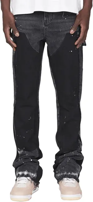 Mens Slim Fit Jeans Flared Stacked Denim Pants Fashion Straight Leg Ripped Y2K Jeans Patchwork Casual Trousers