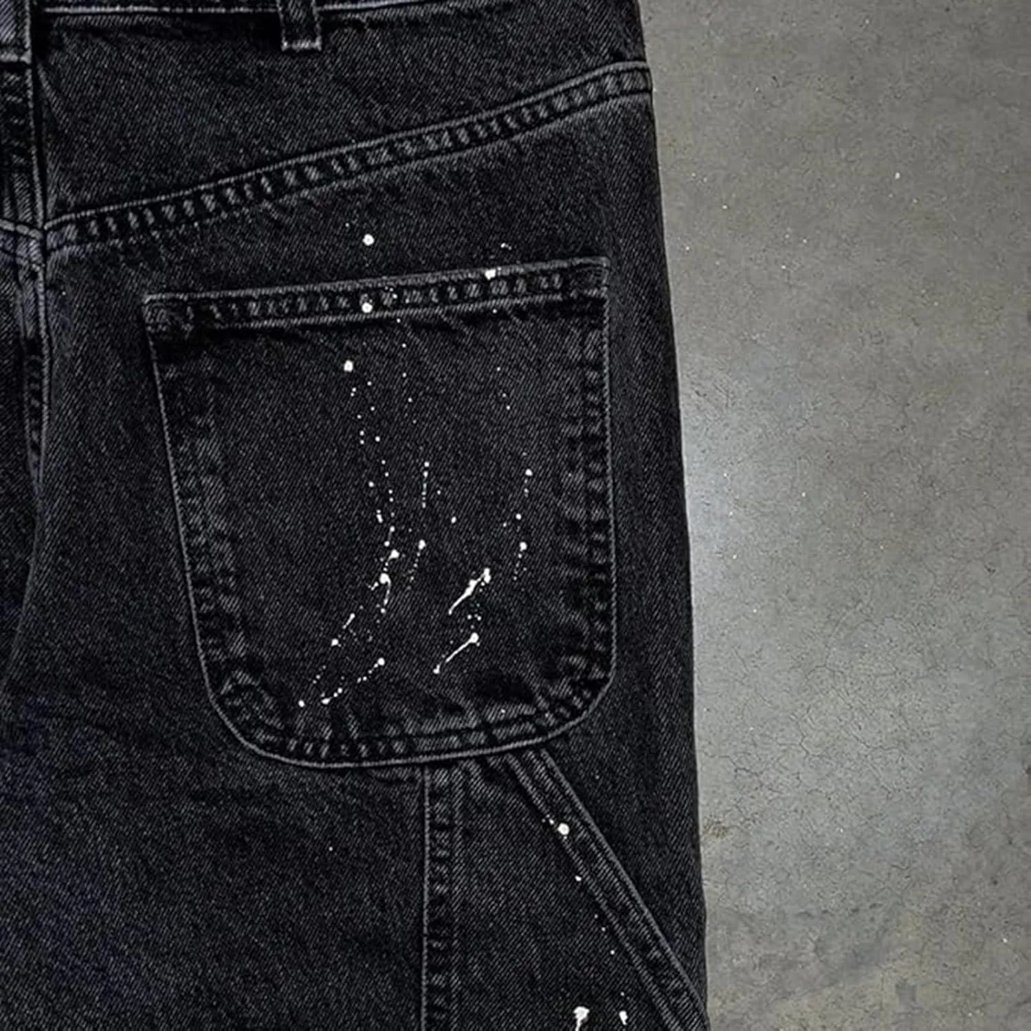 Mens Slim Fit Jeans Flared Stacked Denim Pants Fashion Straight Leg Ripped Y2K Jeans Patchwork Casual Trousers