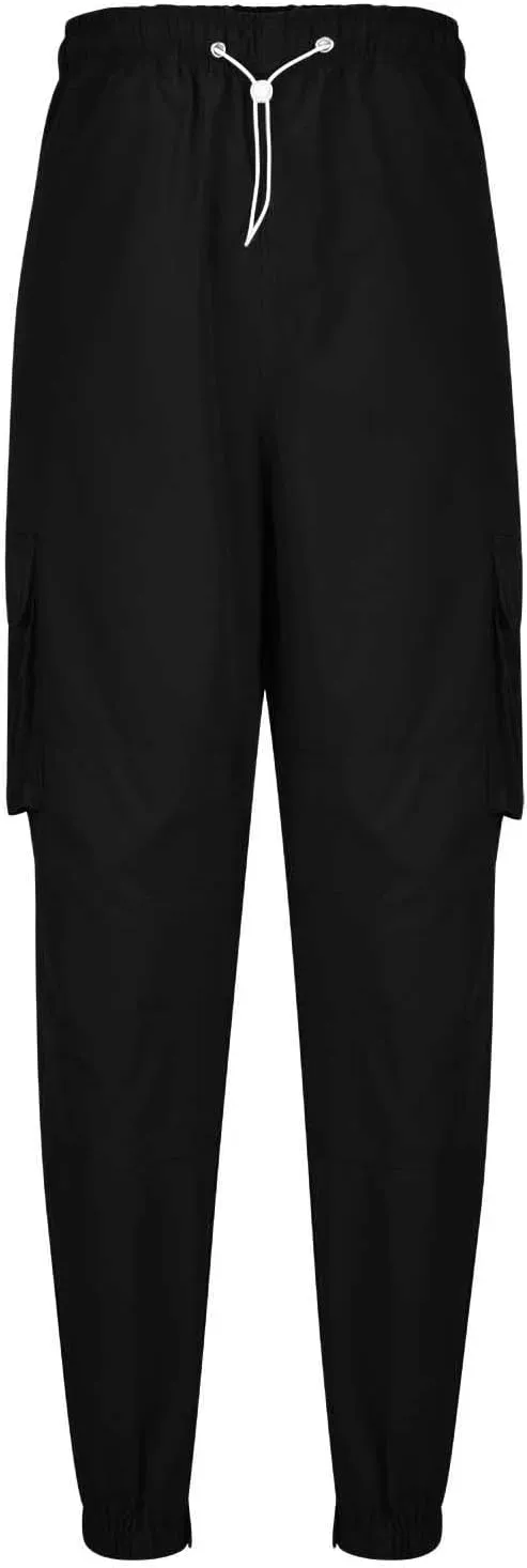 Men's Stretch Elastic Slacks Solid Color High Waist Cargo Pants with Multi Pockets Outdoor Athletic Sweatpants
